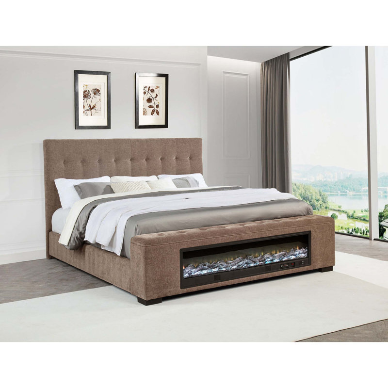 Crombie Upholstered Queen Audio Flame Visualizer Bed, Queen