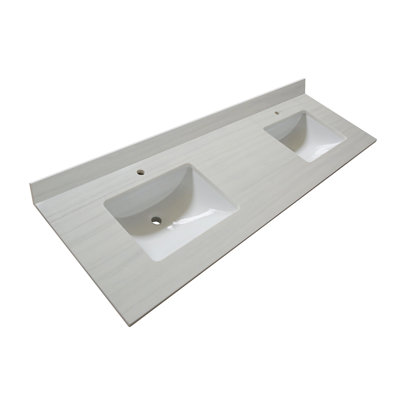 Plateau de meuble-lavabo double 61 po