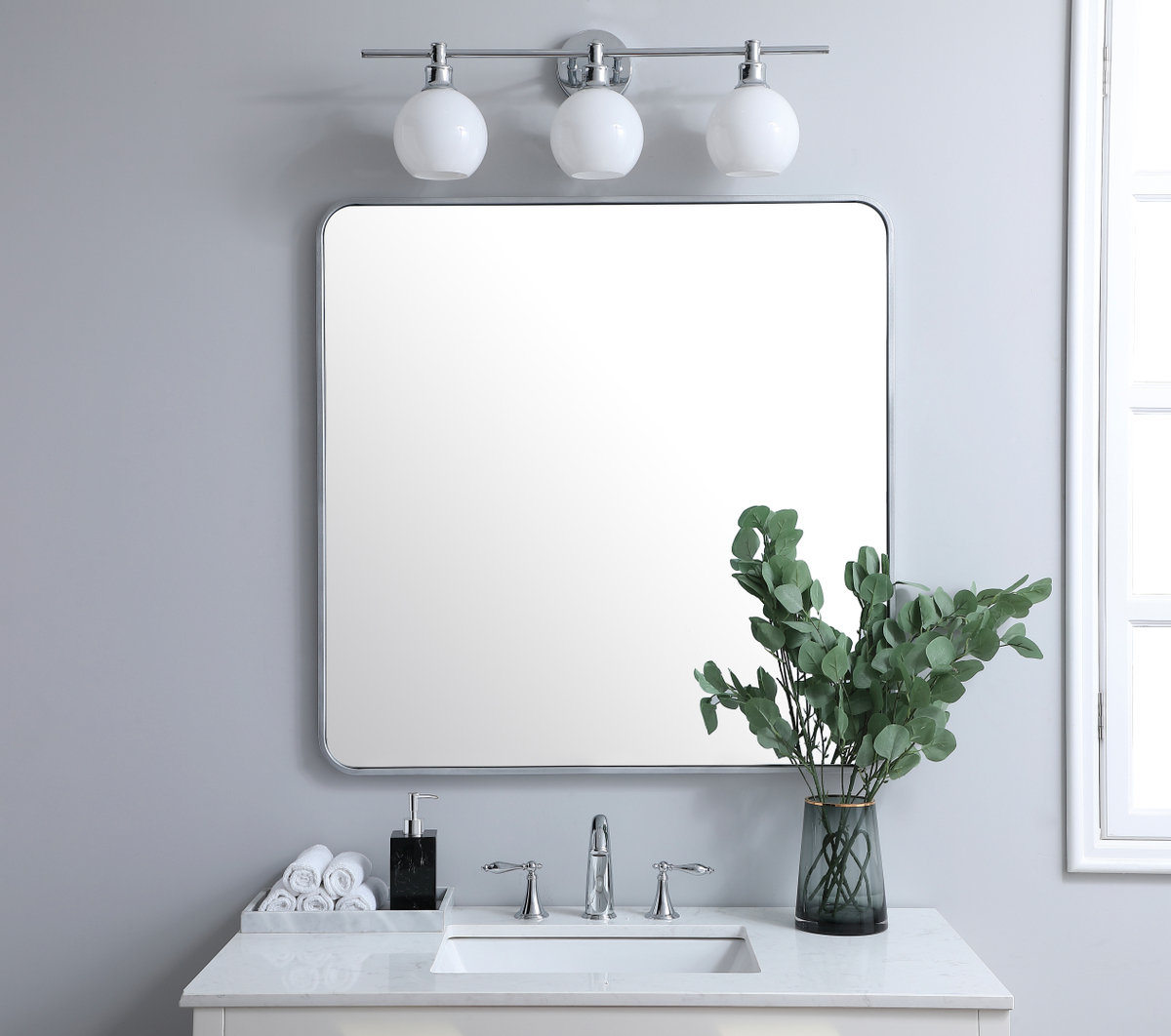 Sabine Accent Mirror, Silver, 36" x 36"
