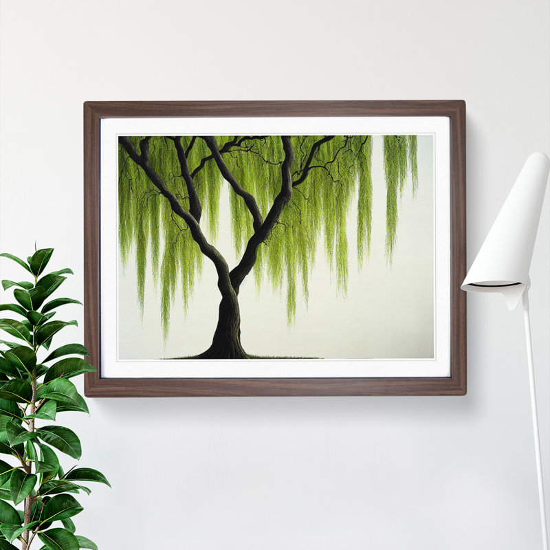 Irresistible Weeping Willow Tree - Framed Print, 46cm H x 64cm W x 2cm D, Walnut