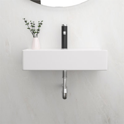 MONSFEST 12'' Ceramic Rectangular Bathroom Sink