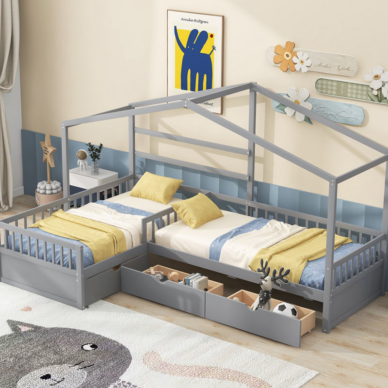 Lawrenceburg Slat Storage Bed, Gray