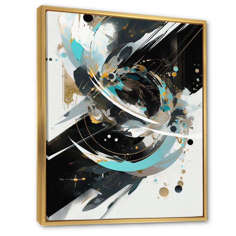 «Green White Cubist Kaleidoscope II», reproduction sur toile, Cadre flottant doré, H 20 po x l 12 po x P 1 po