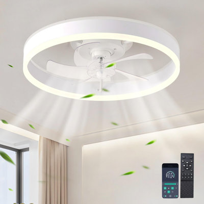 Ventilateur de plafond moderne 20 po à DEL à 6 vitesses à intensité variable avec lumière et télécommande