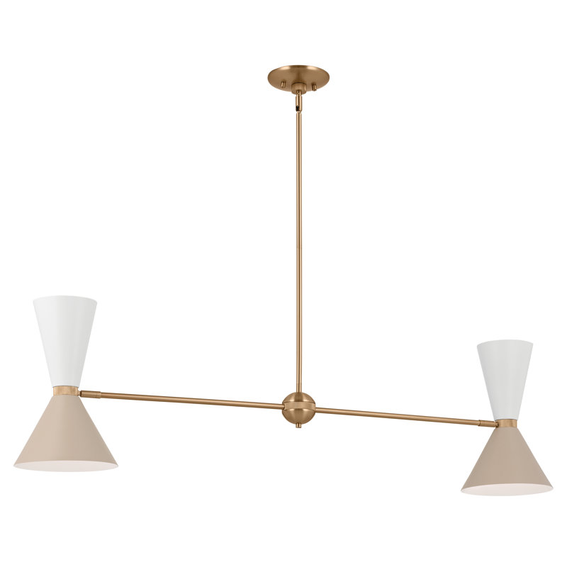 Lustre linéaire moderne à 4 lumières Phix, Grège / blanc