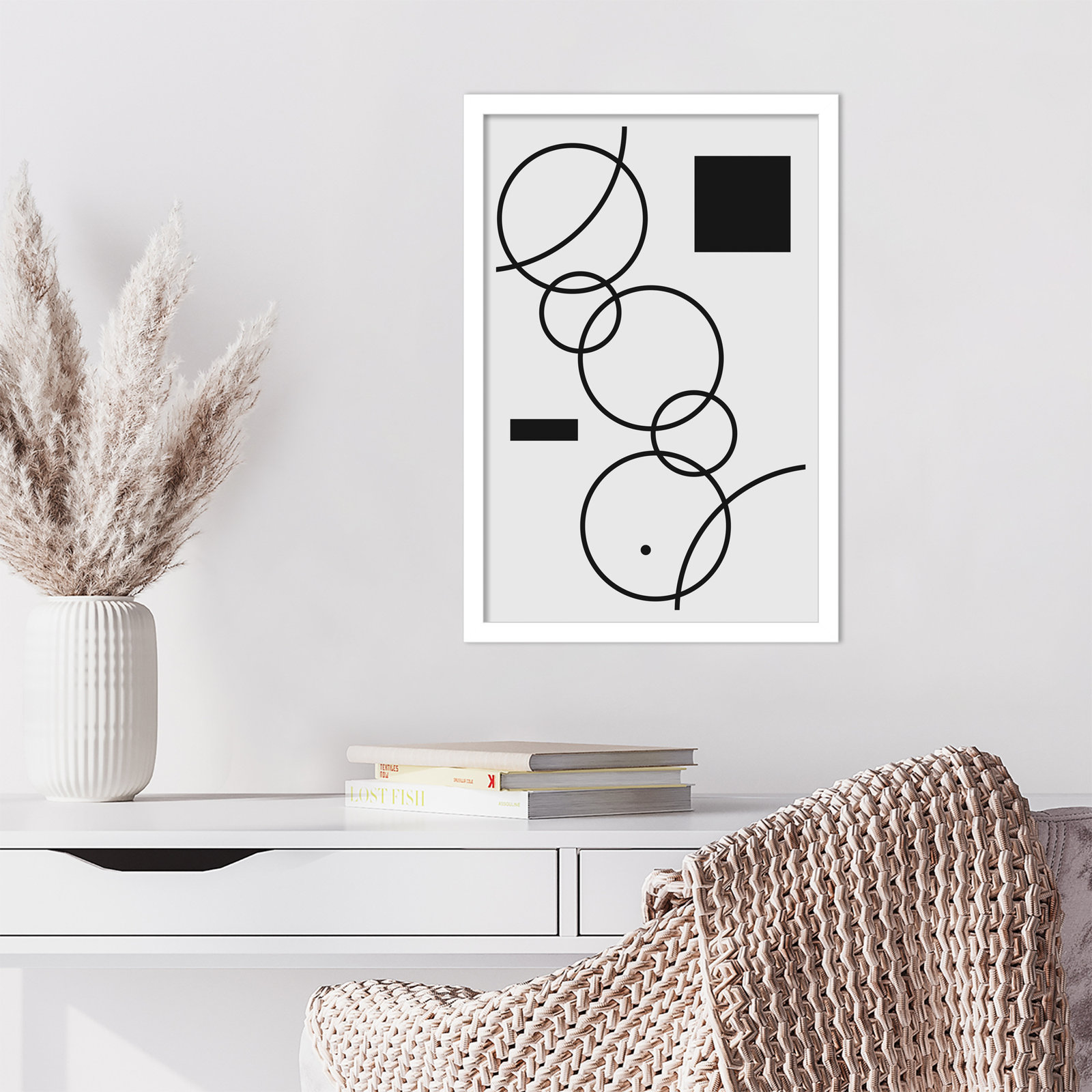 Minimal Shapes No 1 by Jay Stanley, White, 21" H x 15" W x 1" D