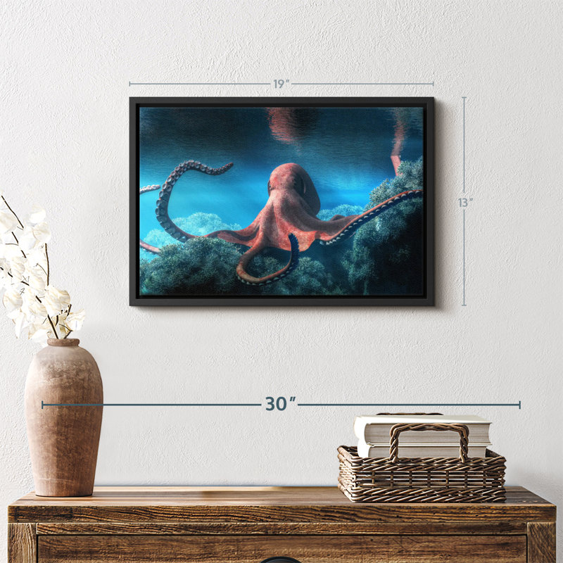 Adulte pieuvre, reproduction sur toile, H 13 po x l 19 po