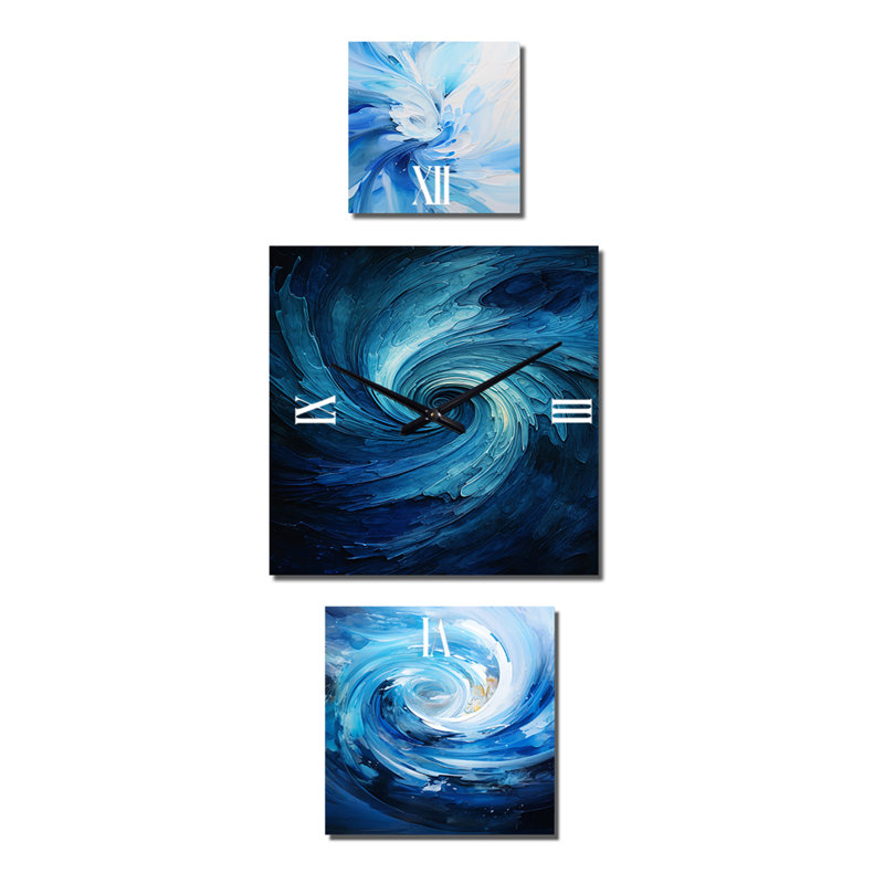Horloge murale spirale bleue