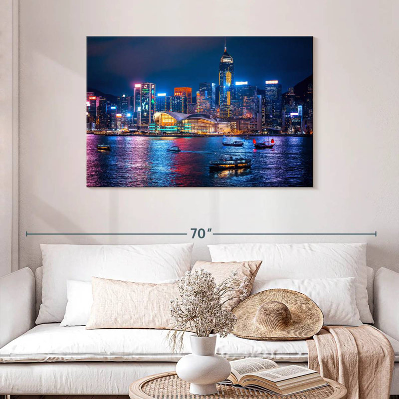 Nicci illuminée de la ville de Hongkong, H 30 po x l 45 po