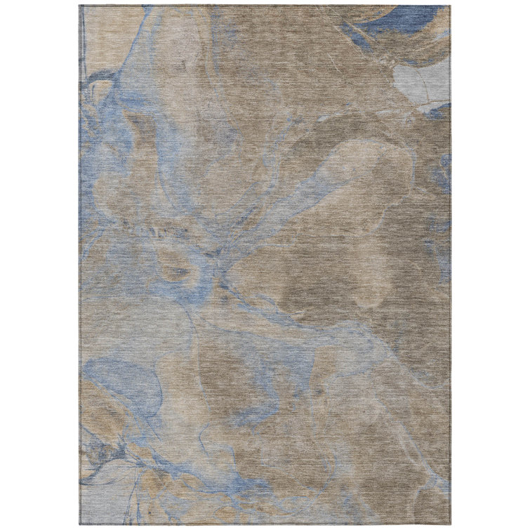 Machine Washable Indoor/Outdoor Xhevrie Taupe Rug