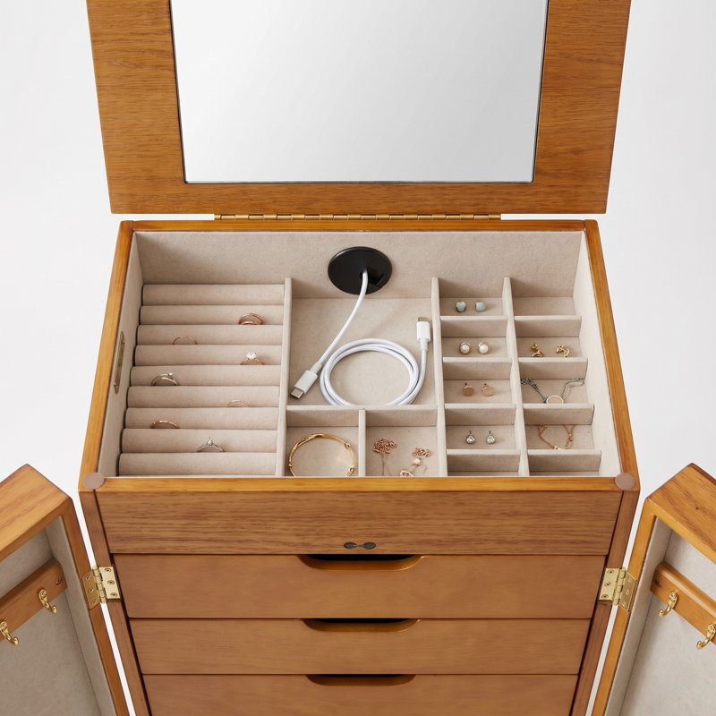 Armoire pour bijoux avec miroir Brendaliz, Noyer