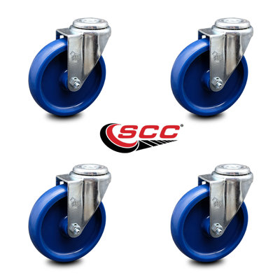 Solid Polyurethane Wheel Swivel Bolt Hole Caster Set