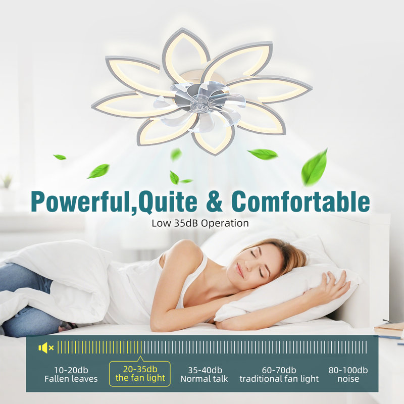 LED Ceiling Fan with Light,Modern Dimmable Ceiling Fan,Silent Ceiling Fan with Remote Control and APP Control