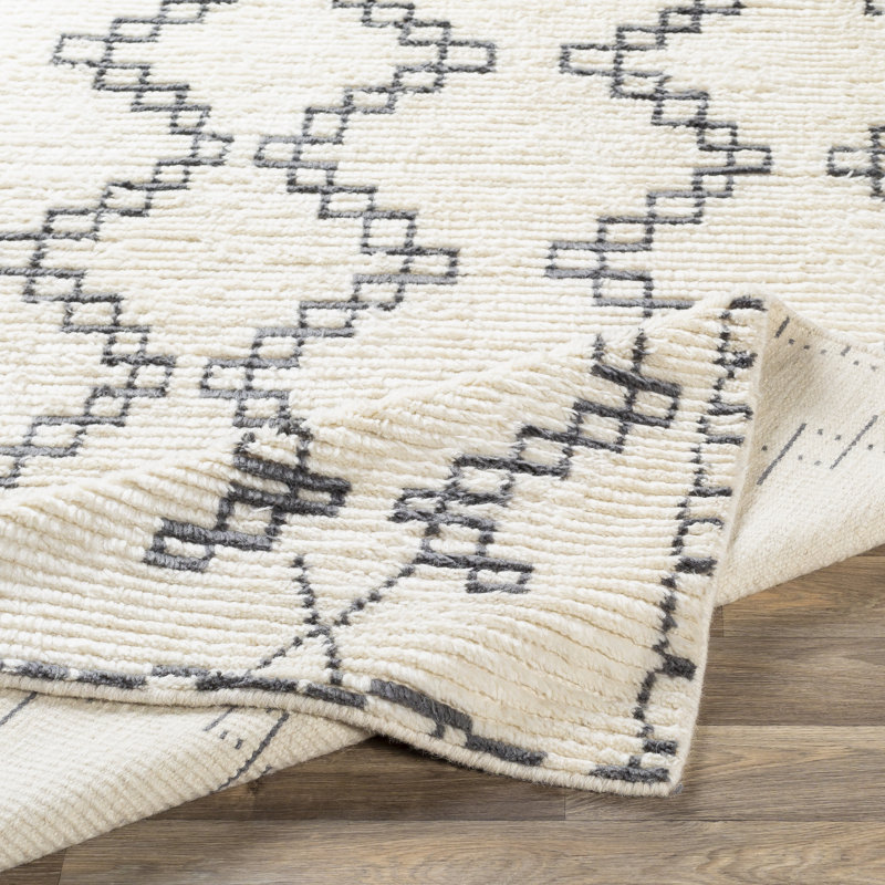 Tapis crème et gris en laine touffeté à la main Hiltner, Rectangle 3 pi x 5 pi