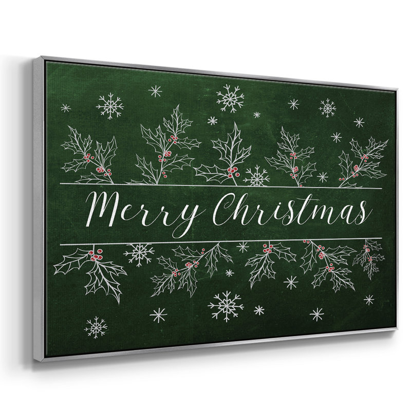 Merry Christmas Holly, reproduction d'art sur toile, Argent, H 17 po x l 25 po x P 2 po
