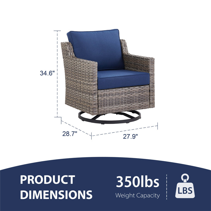 Ensemble de conversation pour 2 personnes avec chaises pivotantes et coulissantes, Bleu