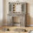 Makeup Vanity Desk with LED Lights and Power Outlet, 43.7" Dressing Table with 7 Drawers, Storage Cabinet & Adjustable RGB Lights-1250354207-1250354177