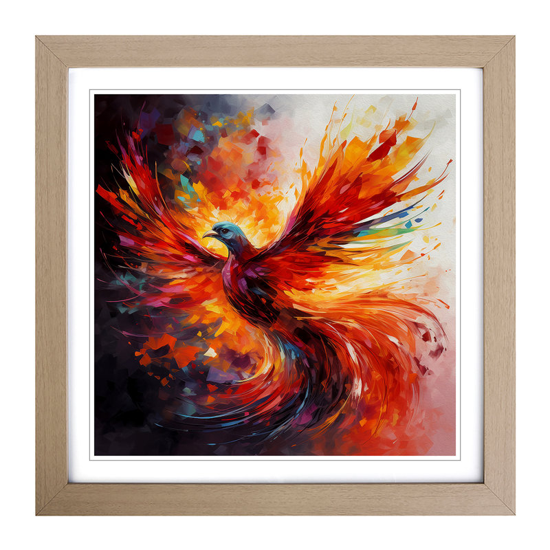Phoenix Abstract Art No.3 - Framed Print, Oak