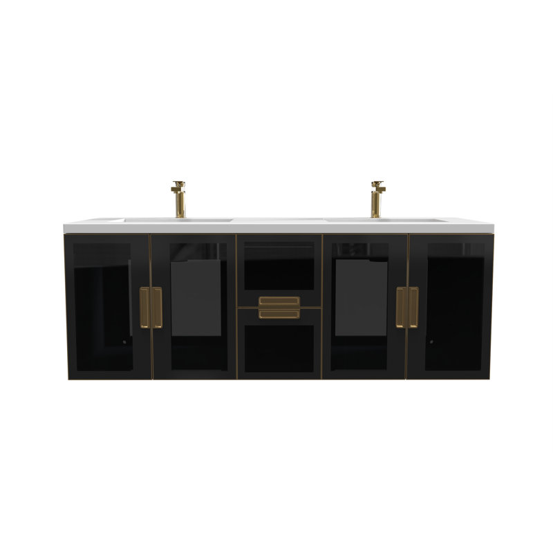 Swaneus 48'' Double Bathroom Vanity with Solid Surface Top