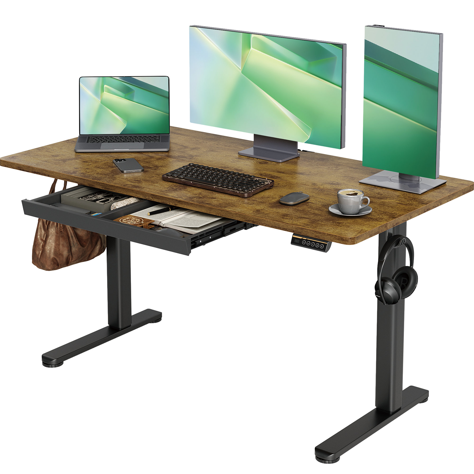 Inbox Zero Matipaishe Height Adjustable Computer Standing Desk with ...