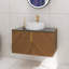 Meuble-lavabo mural moderne en contreplaqué de 30 po avec comptoir en pierre frittée et lavabo en céramique