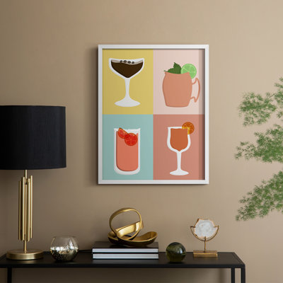 Colorblock Cocktails II Framed Print - Solid Wood