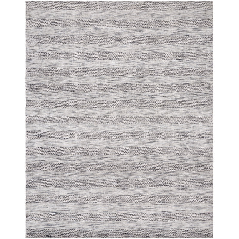 Recker Striped Area Rug in Gray/Beige, Rectangle 5'6" x 8'6"