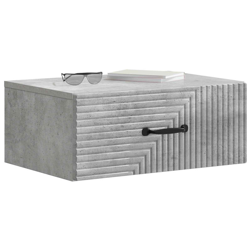 49cm W Manufactured Wood Bedside Table, Concrete Grey