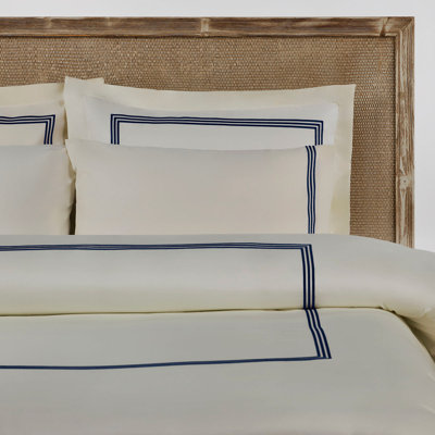 Ensemble de housse de couette 100% coton crème / bleu foncé 2 pièces Cvitko