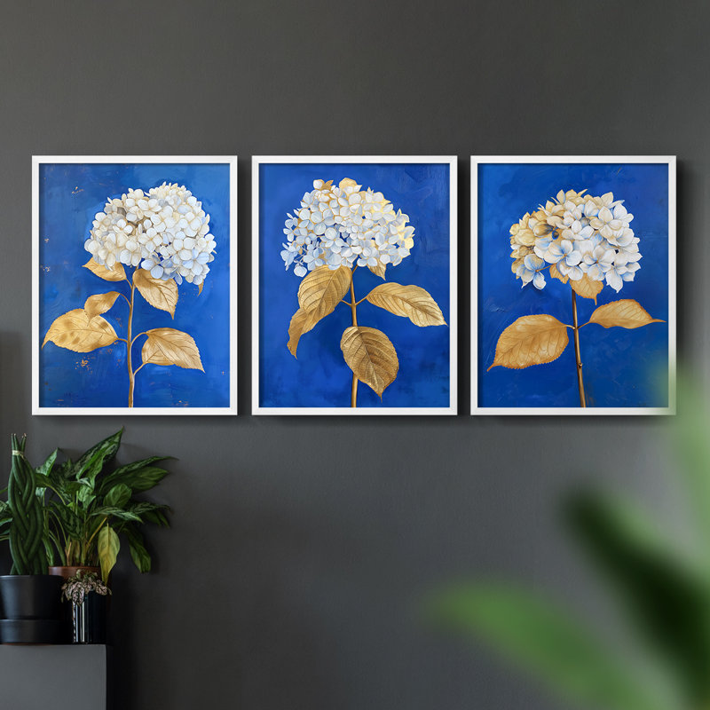 Étude florale, série XXXVI, ensemble de 3 estampes numériques, prêt à accrocher, Cadre blanc, H 10 po x l 8 po