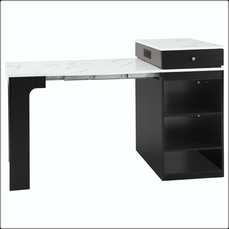 59.5" Kitchen Island with Extendable Dining Table (3 Lengths) and Double-Sided Storage – Black