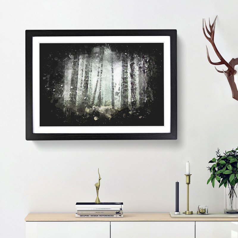 View of a Pine Tree Forest - Picture Frame Graphic Art Print, 62cm H x 87cm W x 2cm D, Black Framed