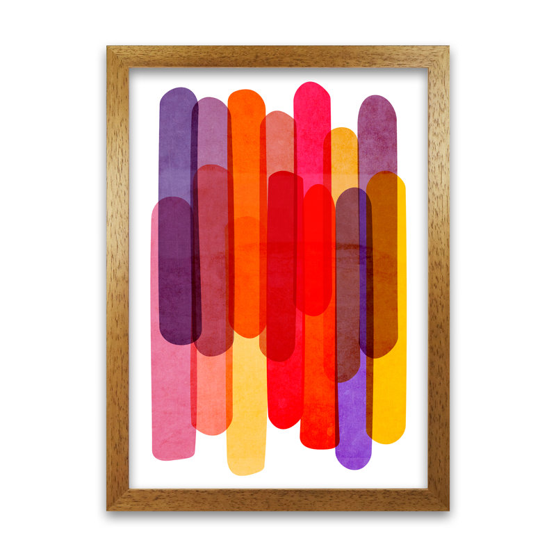 Colourful Abstract - Print, Oak Frame, 59cm H x 42cm W x 3cm D