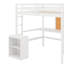 Lit mezzanine double avec bureau et tableau d'écriture, lit mezzanine en bois avec bureau et armoire-312026674