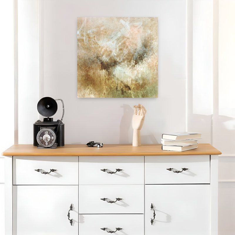 Art mural contemporain abstrait Quiet Ground, H 18 po x l 18 po