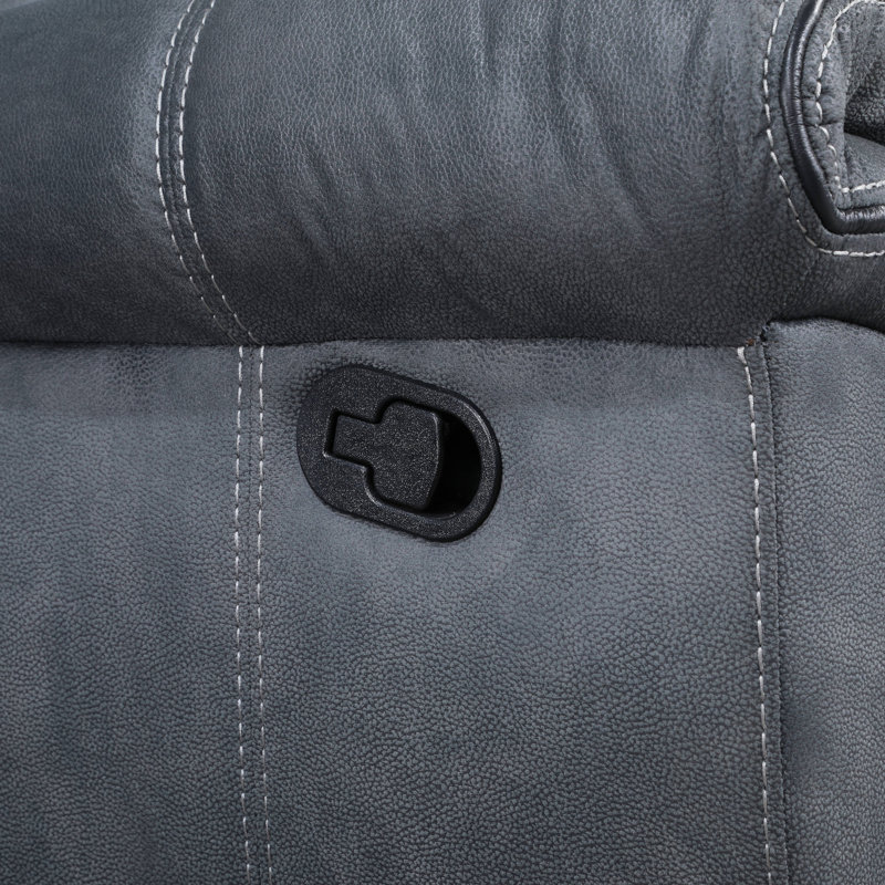 Canapé modulaire inclinable manuel deux tons nubuck avec port USB et console porte-gobelet