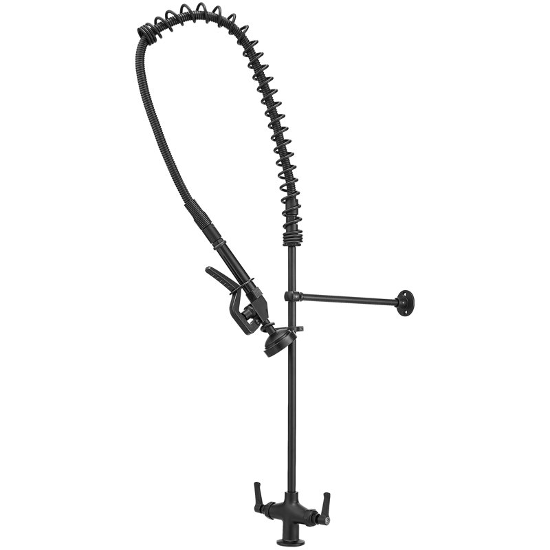 Robinet de cuisine rétractable à poignée double avec accessoires, Noir mat