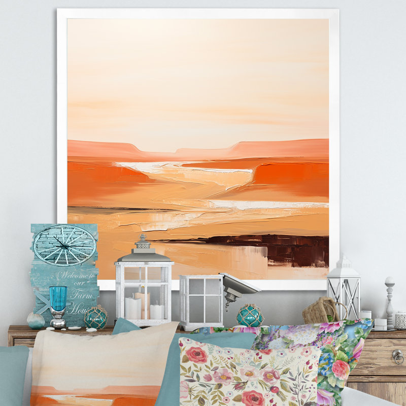 «Brown Minimalisme Canyon Calm», reproduction sur toile, Cadre simple blanc, H 36 po x l 36 po x P 1,5 po