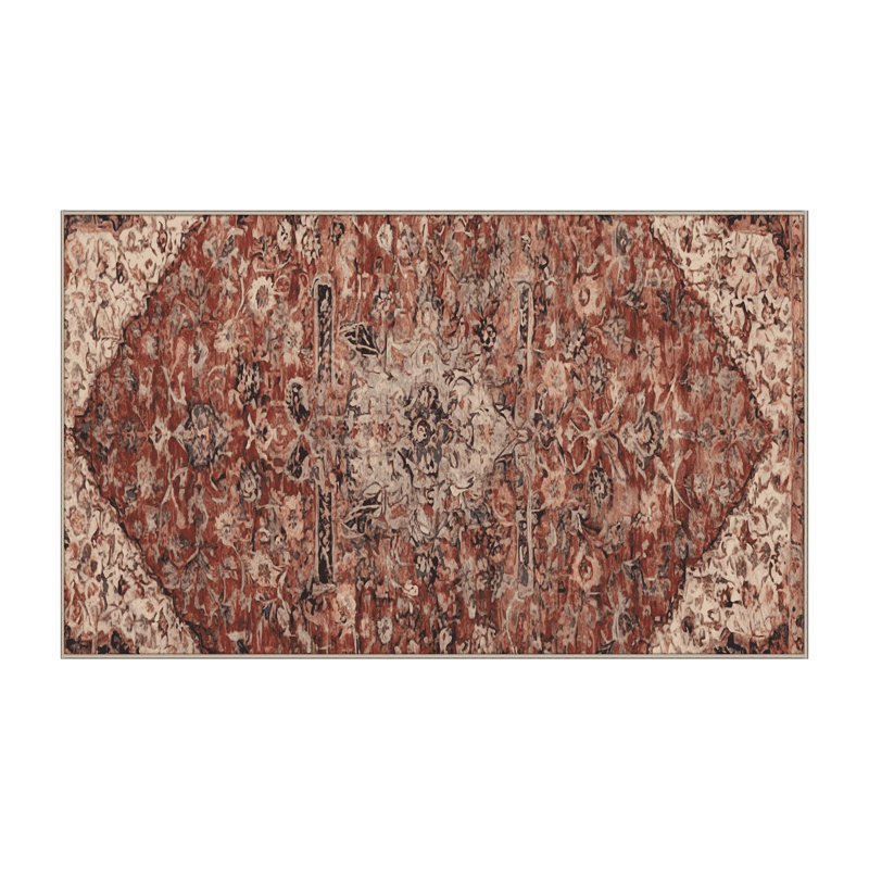 Machine Washable Brown Area Rug, Rectangle 5' x 8'