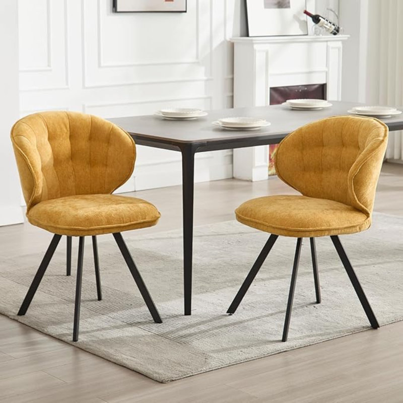 49cm H Upholstered Metal Accent, Yellow
