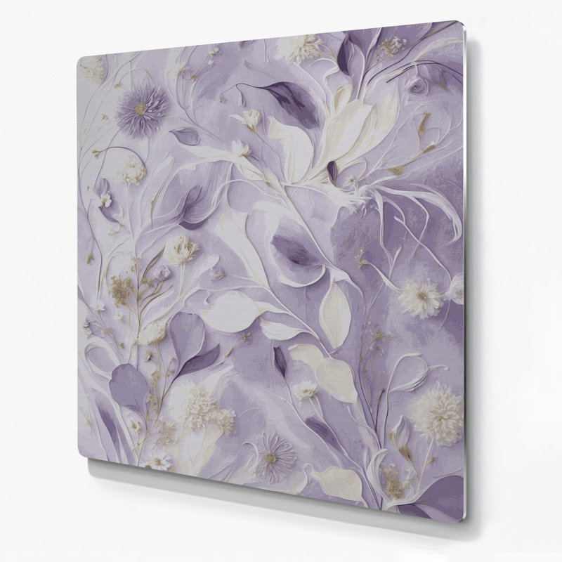 "Abstract Florals 74", art mural en métal blanc, H 32 po x l 32 po