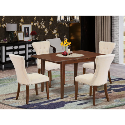 Rectangular Solid Wood Top With Butterfly Leaf Dining Table Set