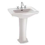 Clayton 27" Tall Vitreous China Rectangular Pedestal Bathroom Sink with Overflow