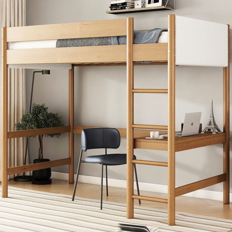 Lit mezzanine simple avec bureau et surface de rangement spacieuse et durable pour un rangement efficace