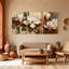Plantes et fleurs, fleurs de magnolia sur fond texturé, ensemble de 3 impressions sur toile-1087450870