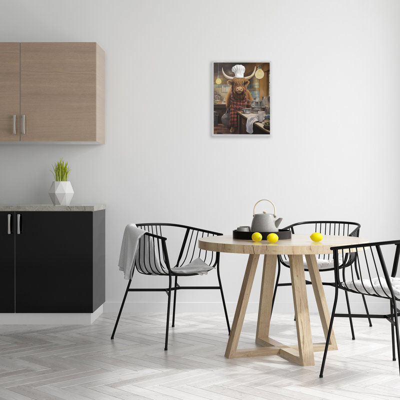 Bd-473_FG "Longhorn Chef In Kitchen Single Photo Frame" par PSL Art sur toile, Estampe numérique Farmhouse, H 20 po x l 16 po