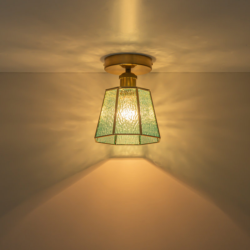 Polygonal Blue Water Glass Semi-Flush Mount