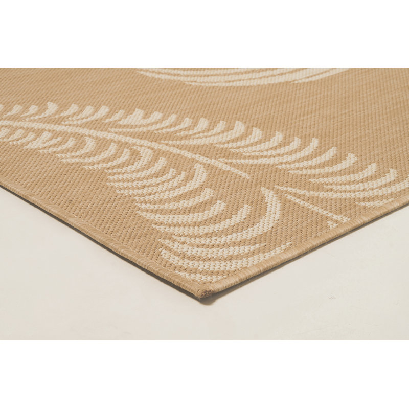 Tapis d'intérieur / extérieur à motif cachemire de qualité supérieure IOED.01.NAT./Feathers, Rectangle 5 pi 3 po x 7 pi 7 po