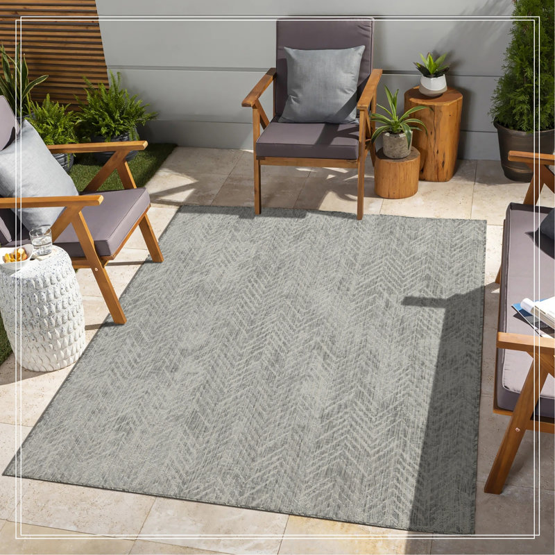 Silver Indoor/Outdoor Area Rug, Rectangle 5'3" x 7'3"