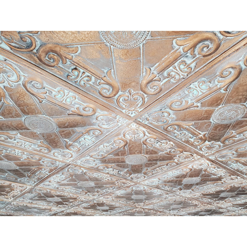 Carreau de plafond encastré en cuivre patiné 24 L x 24 W